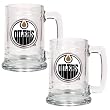 Edmonton Oilers NHL 2pc 15oz Glass Tankard Set- Primary Logo by Great American Products