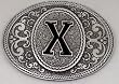 MONOGRAM LETTER "X" ENAMEL BELT BUCKLE