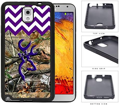Purple Chevron Deer Silhouette Hunting Camo Rubber Silicone TPU Cell Phone Case Samsung Galaxy Note 3 III N9000 N9002 N9005