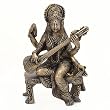 Hindu Goddess Saraswati Statues Brass Figurines 7.5 inches