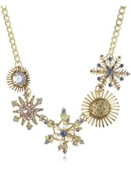 Betsey Johnson "Frontal Toggle Cluster" Crystal Snowflake Necklace, 19"