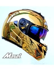Automotive Parts and Accessories: MASEI 822 DOT ECE MOTORCYCLE BIKE HELMET CHROME GOLD - GDR