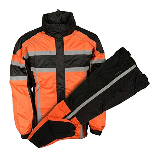 Nex Gen Men's Orange/Blk/Grey Motorcycle Rain Suit Water Resistant SH233102 (XL)