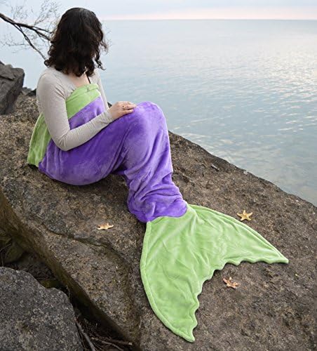 Mermaid Tail Blanket in 7 Colors CHILD &amp; ADULT Size - USA Premium Quality Minky Fabric (Child, Dark Purple &amp; Green)