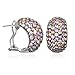 TWO TONE MULTI PASTEL CZ WIDE HOOP EARRING title=