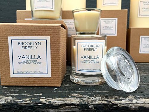 Vanilla Candle. Scented Soy. Reusable Mini Lidded Glass Jar.