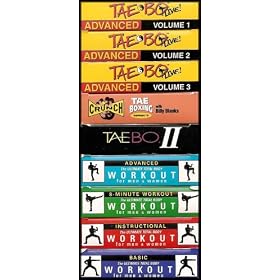 Billy Blanks Collection: Tae Bo Original, Tae Bo Live Advanced, Tae Boxing, and Tae Bo II Get Ripped Instructional Video (9 VHS Video Set)