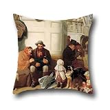 pillow covers 18 x 18 inches / 45 by 45 cm(2 sides) nice choice for husband,coffee house,bar seat,couples,boys,gf oil painting John C. Dollman - The immigrants' ship