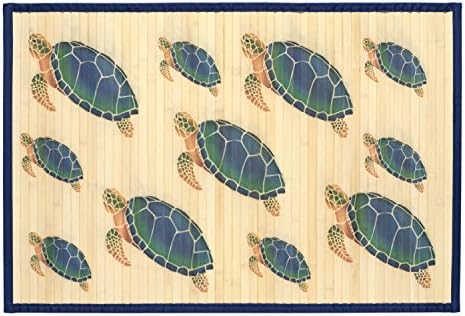 Sunday Morning Home Veranda Sea Turtle Bamboo 2 x 3 Foot Indoor Mat