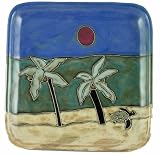 8.5 MARA Collectible Stoneware LUNCH Salad APPETIZER Square PLATE Palm Trees OCEAN Beach