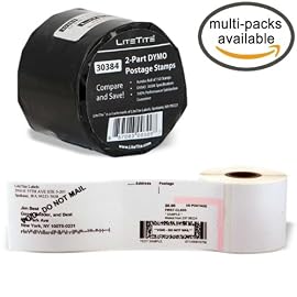 LiteTite 30384 DYMO LabelWriter 2-Part Internet Postage Labels, Endicia DAZzle, Shipping, Mailing (150 per Roll) (30384)