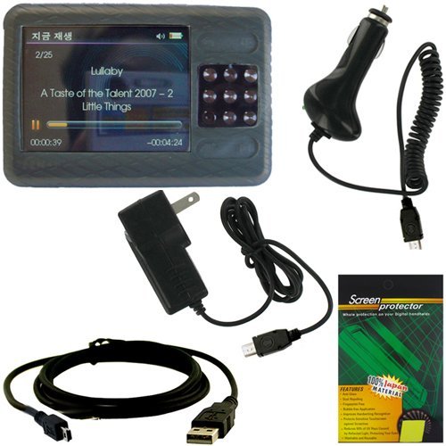 Bundle 5in1: Creative Zen X-fi - Smoke Silicone Skin Case, Car Charger, Wall/...
