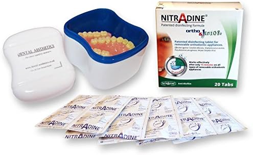 Nitradine Cleaning Tablets & Denture Bath - 20 Tablets 10 Weeks Supply (Denture Bath & 1 Box of 20 Tablets)
