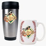Baltimore Orioles Stainless Steel Travel Tumbler and Gameball Ceramic Mug Set