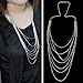 RHX Lady Vintage Style 7 layer Long Tassel Pendant Necklace Sweater Chain Silver New