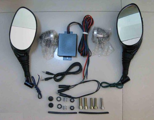 Motorcycle audio mirror speaker ipod + amp marine grade