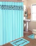 Floral 15 Piece Bath Rug Set (Blue Flowers)