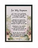 For My Stepmom Touching 8x10 Poem, Double-matted in White Over Dark Green and Enhanced with Watercolor Graphics.