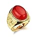 OPK Jewelry Vintage Red/Black/Green Oval Agate 18k Gold Plated Mens Ring Luxury Mens Gold Jewelry, Adjustable