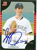 Jeff Francis Autographed/Hand Signed MLB Baseball Card (Colorado Rockies) 2005 Bowman #56
