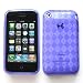 Apple iPhone 3G & 3GS Crystal Silicone Skin Case Transparent Purple Check Pattern Design