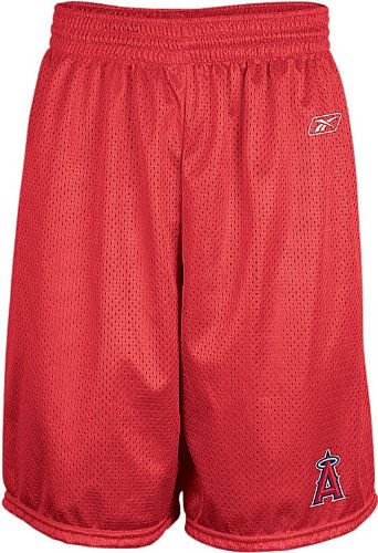 Los Angeles Angels MLB 9 Inseam Red Center Field Mesh Baseball Shorts By Reebok