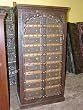 Old Door Armoire Dark Teak Iron Brass Antique Cabinet India