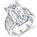 Angelina Jolie Sterling Silver Engagement Wedding Ring with Emerald Cut Cubic Zirconia 10 x 16 MM CZ