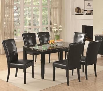7 Piece Parson Dining Set Anisa Collection Coaster Black Leather,Coaster Furniture,CST102791-102772X6_LP060712S