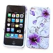 Apple iPhone 4 Snap-on Protector Hard Case Image Cover "Artistic Purple Flowers" Design
