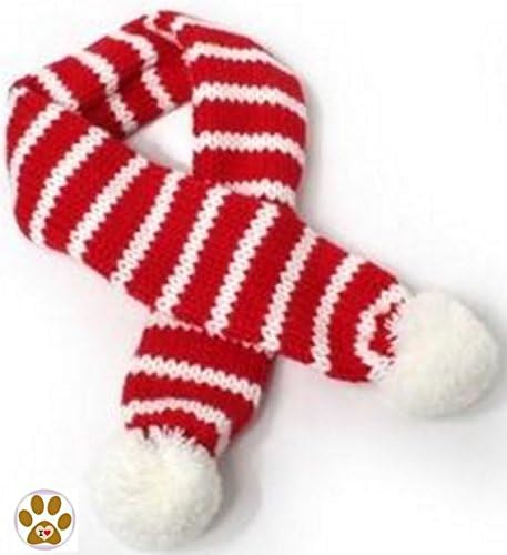 Holiday Red/White Candy Cane Striped Pet Scarf with Pin - Dog Sizes Small thru Large (Small- Neck up to 11.5", Red White Stripe)
