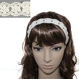 Princess Floral Lace Elastic Headband - White (2 Pcs)