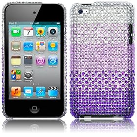 APPLE IPOD TOUCH 4TH GEN SILVER/PURPLE DIAMANTE CASE / COVER / SHELL PART OF THE QUBITS ACCESSORIES RANGE