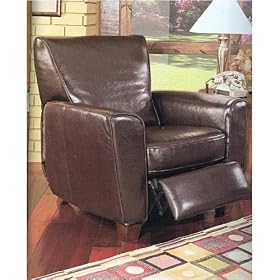 Havana Brown Retro Style Leather Sofa Club Chair Recliner by AtHomeMart