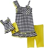 Dollie & Me Girls 2-6X Knit One Shoulder Dress with Bike Short And Doll Garment