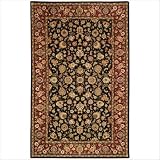 Persian Court Handmade Wool and Silk Rug Black Red 6' x 9' Area Rug