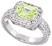 Sterling Silver Vintage Style Engagement ring, w/ an 8 x 6 mm (1.5 ct) Emerald Cut Light Peridot-colored CZ Stone, 7/16 (11mm) wide