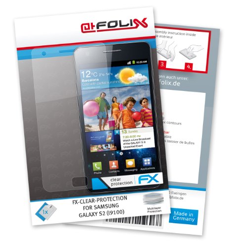 atFoliX FX-Clear Ecran-Protecteur pour Samsung Galaxy S2 (i9100) - Ultra-clair et à revêtement dur! La plus haute qualité - Made in Germany!