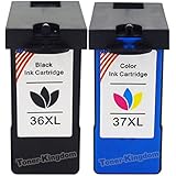 Toner Kingdom&reg; Remanufactured Ink Cartridge Replacements for Lexmark 36XL & Lexmark 37XL for Lexmark Z2400 Z2420 X3650 X4650 X5650 X5650es X6650 X6675 Z2400 X3650 X4650 Z2420 Printers(1Black, 1Color)