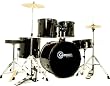 New Drum Set Black 5-Piece Complete Full Size with Cymbals Stands Stool Sticks