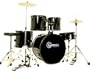 New Drum Set Black 5-Piece Complete Full Size with Cymbals Stands Stool Sticks
