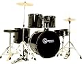 New Drum Set Black 5-Piece Complete Full Size with Cymbals Stands Stool Sticks
