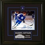 Darryl Sittler Autographed/Hand Signed 8x10 Etched Mat Maple Leafs Horiz Dark Jersey