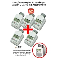 SET 5 x Heizk�rperthermostate mit BOOST Funktion inkl Batterien Heizungregler Heizk�rper Thermostat f�r Heimeier, Honeywell-Braukmann, Oventrop