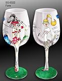 Bottom's Up 15-Ounce Fore Handpainted Wine Glass