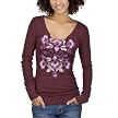 Mossimo Supply Co. Juniors V-Neck Raw Edge Printed Top - Berry