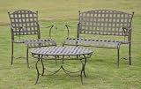 outdoor furniture direct-Santa Fe Iron Settee Set of Three (Matte Brown) (41