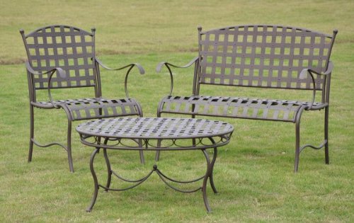 Santa Fe Iron Settee Set of Three (Matte Brown) (41