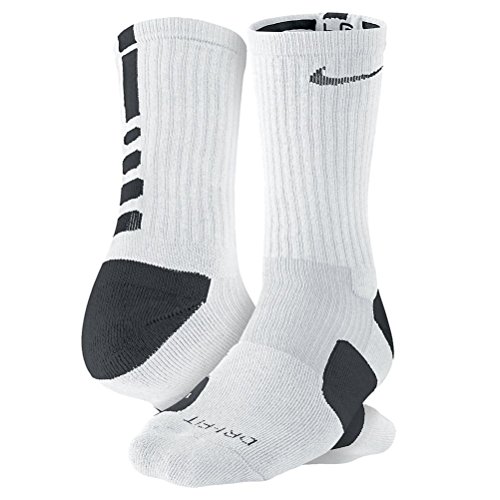 Nike Elite Basketball Crew Socks Black White Large