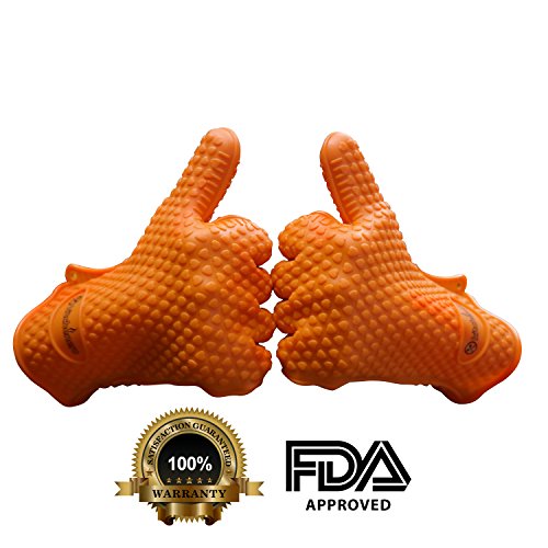 #1 Silicone Gloves for Cooking, BBQ and Grilling! These XL Heat Resistant Gloves Make for Great Meat Claws or Kitchen Baking Mitts!